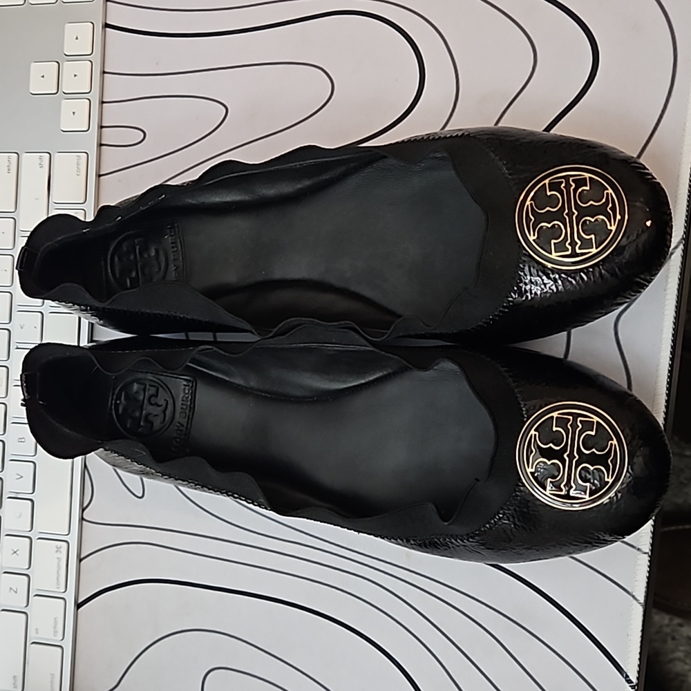 Tory Burch Black Flats, size 10